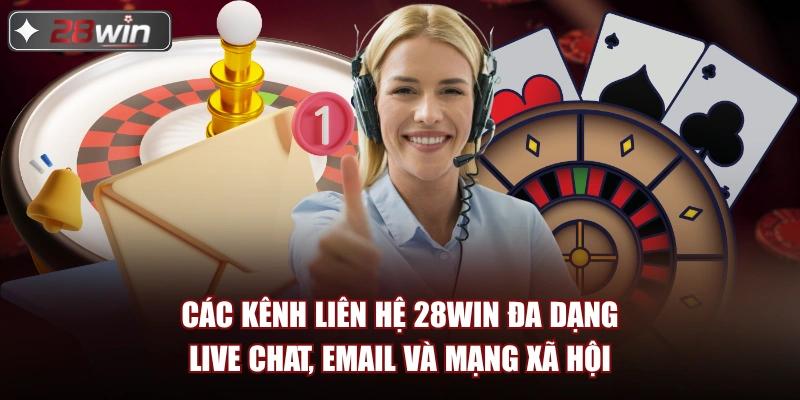Các kênh liên hệ 28win đa dạng live chat, email và mạng xã hội