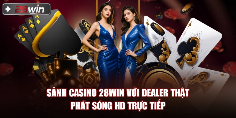 Sảnh casino 28win với dealer thật phát sóng HD trực tiếp